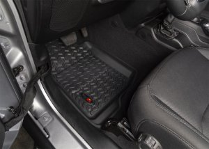 Jeep Wrangler Unlimited JLU Floor Liner Kit - Front/Rear/Cargo - Rugged Ridge - All Terrain - Black - `18-`20